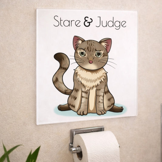 Plaque décorative murale chat regard jugeur humour, illustration féline de caractère par Libellule Graphisme